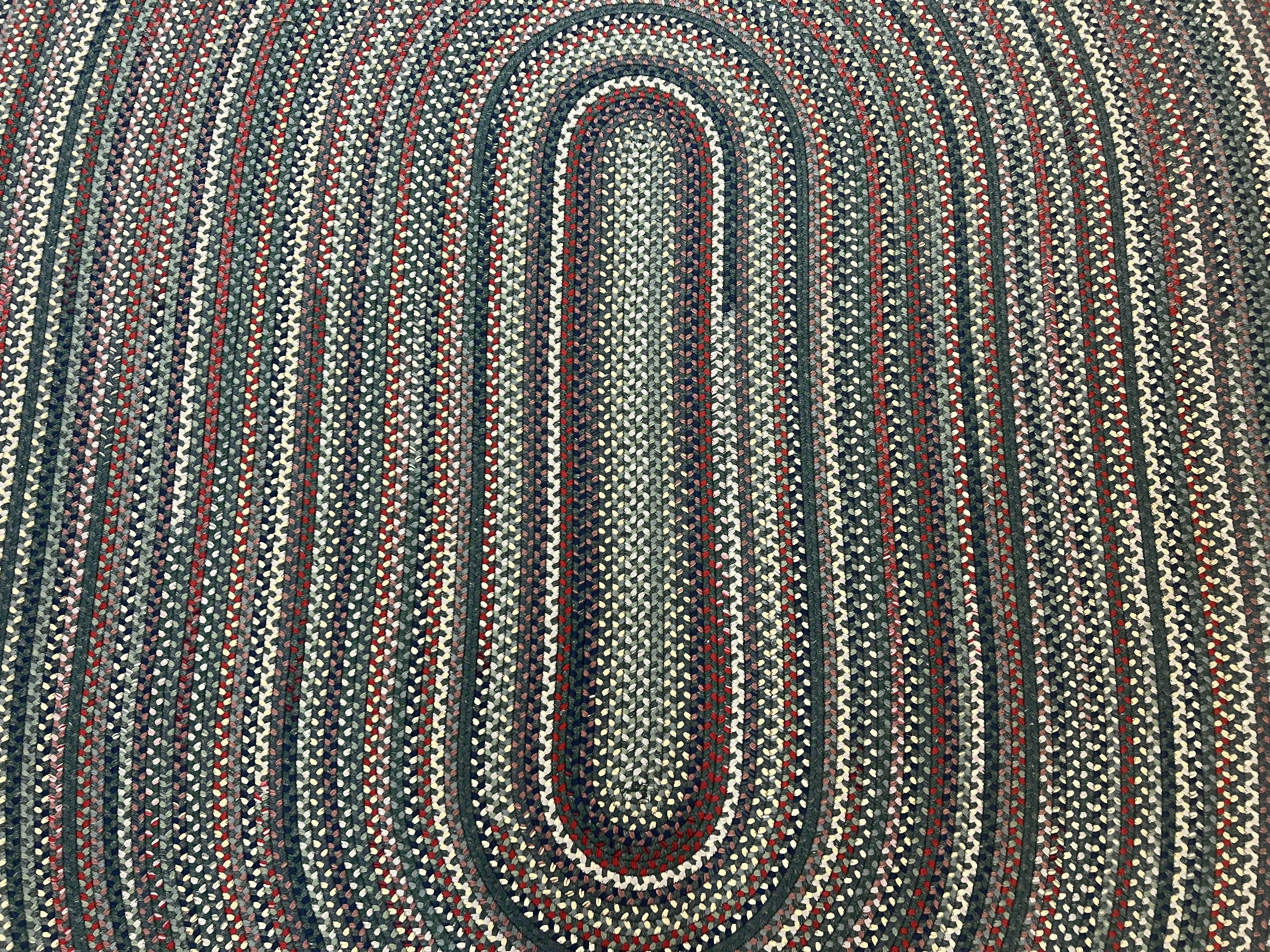 Large American Braided Oval Rug 9x12, Multicolor Braided Oval Carpet, Vintage Braided Rug - Jewel Rugs