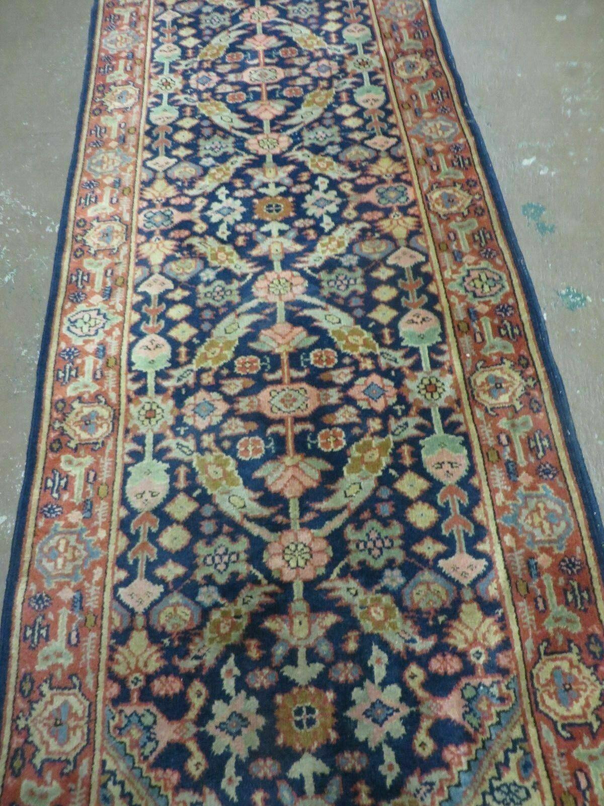 2' 2" X 9' Vintage Handmade Turkish Wool Runner Blue Oriental Rug Nice - Jewel Rugs