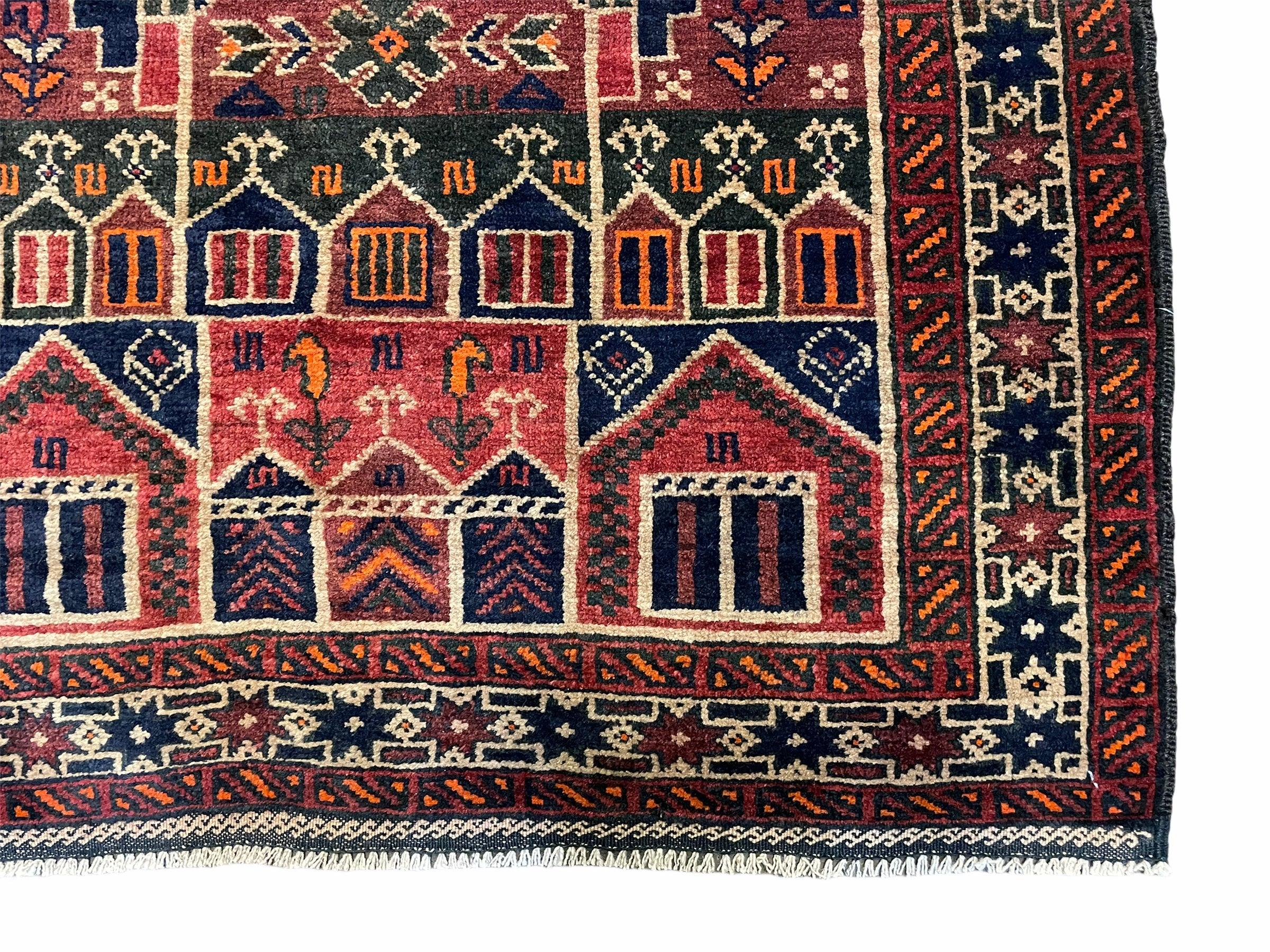 3' X 5' New Vintage Handmade Pakistani Tribal Balouchi Wool Rug Organic Dyes - Jewel Rugs