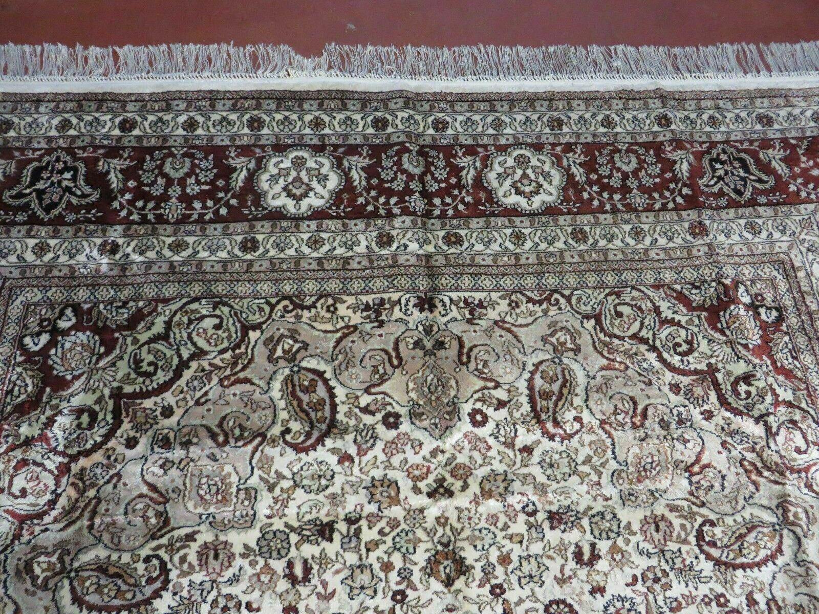 6' X 9' Vintage Handmade Fine India Kashmiri Silk Rug Hand Knotted Carpet Nice - Jewel Rugs