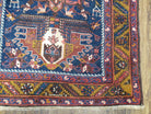 Antique Persian Karajeh Long Runner Rug, Dark Blue & Dark Orange, Hand-Knotted, Wool, 3'2" x 14'6" - Jewel Rugs