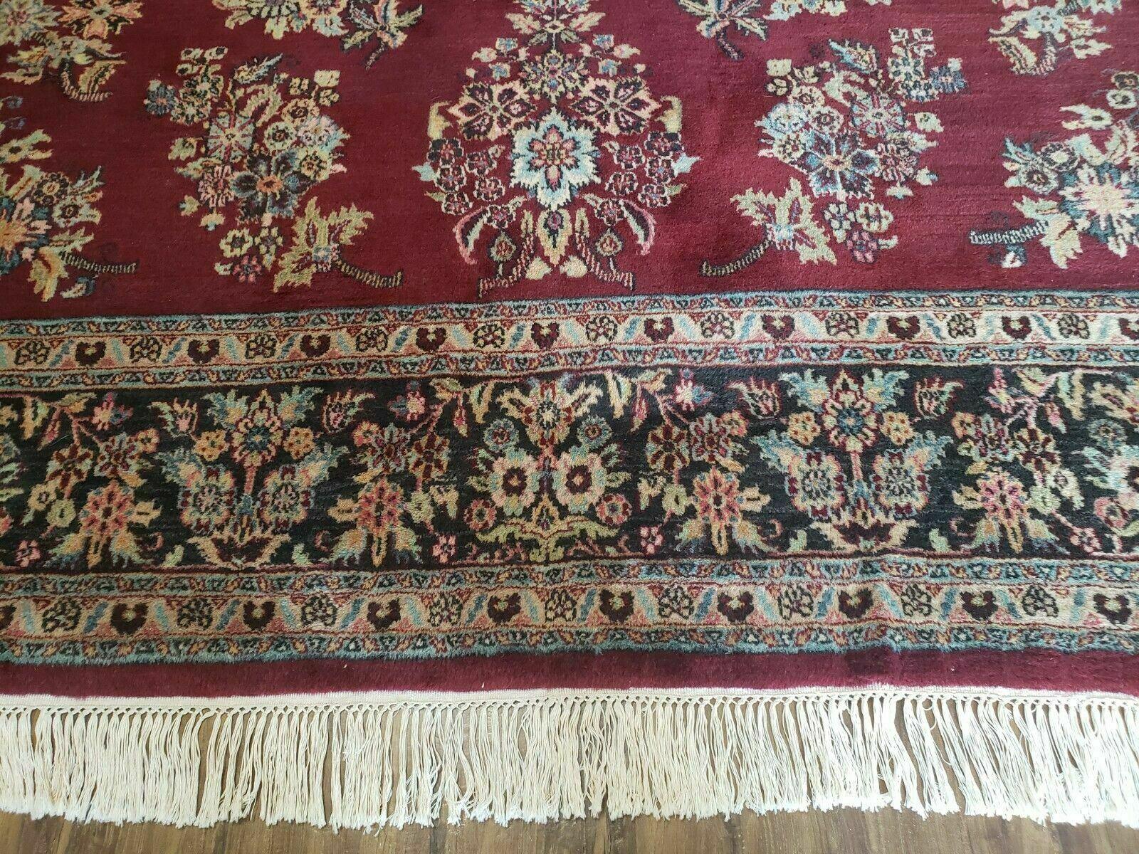 8' X 12' Vintage Handmade India Floral Oriental Wool Rug Veg Dyes Organic Red - Jewel Rugs