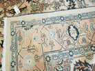 9' X 12' Hand Knotted Indian Agra Wool Rug Vegetable Dyes Handmade Beige Ivory - Jewel Rugs