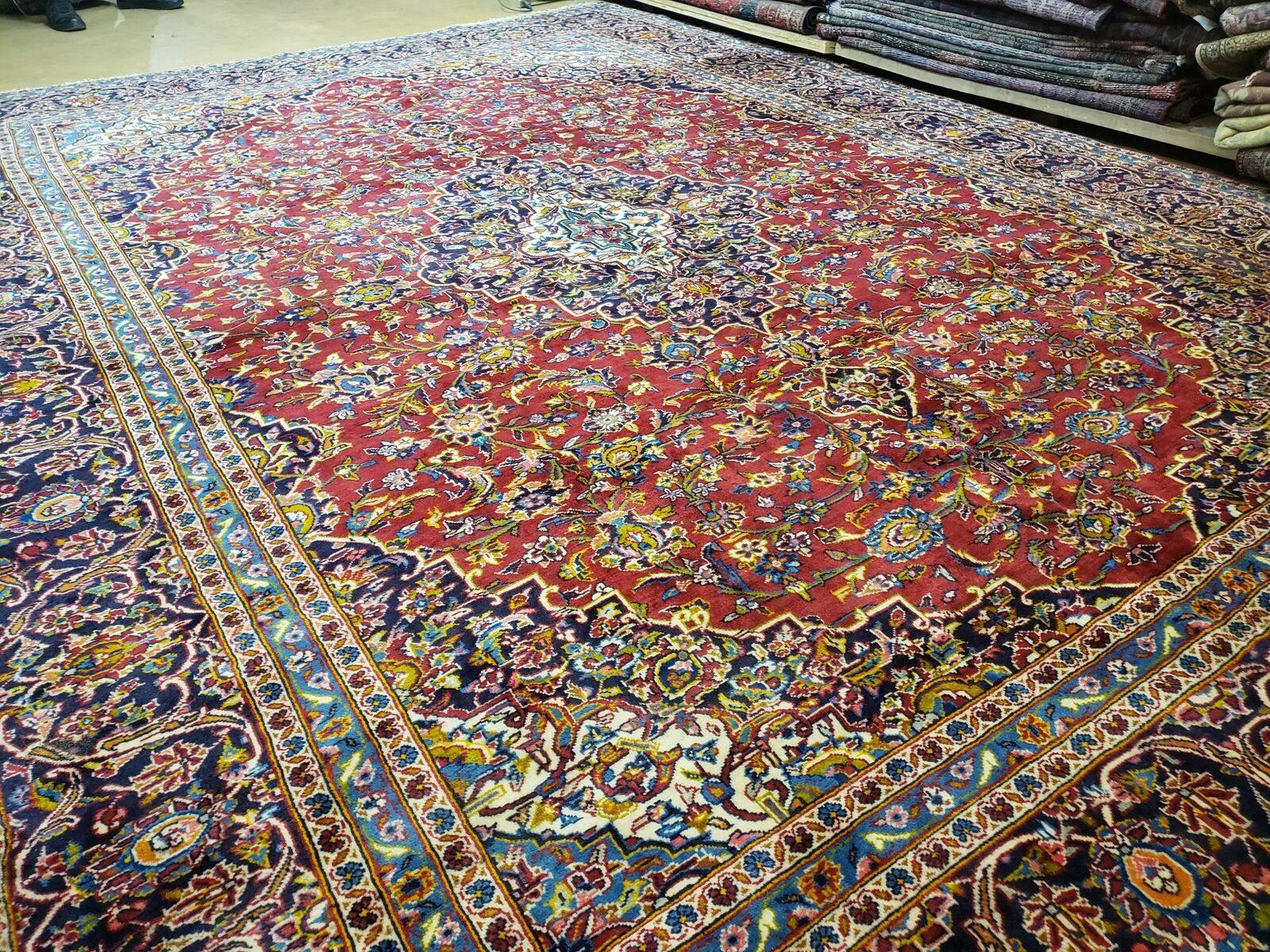 9' 6" X 13' 4" Antique Authentic Oriental Handmade Vegetable Dye Floral Area Rug Red Xlarge Allover Floral Top Quality - Jewel Rugs