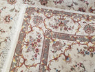 Vintage Pak Persian Area Rug 4x6 - 5x7, Wool w/ Silk Highlights Hand-Knotted, Ivory Allover Floral Pakistani Carpet, Foyer Room Entryway Rug - Jewel Rugs