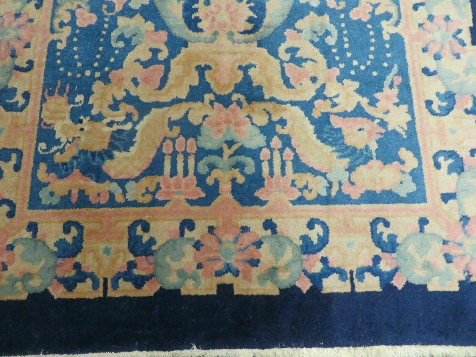 4' X 7' Antique Handmade Chinese Fette Peking Art Deco Wool Rug Butterfly Dragon - Jewel Rugs