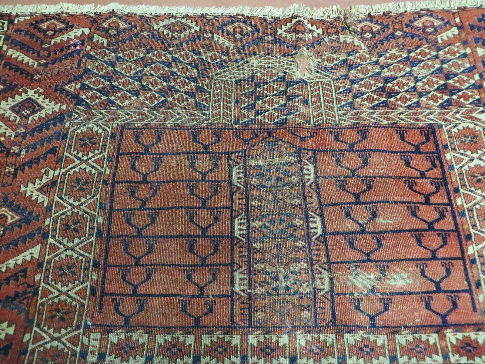 4' X 5' Antique Handmade Fine Tekkeh Turkoman Engsi Hatchli 4 Seasons Wool Rug - Jewel Rugs