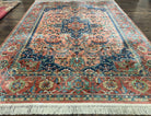 Karastan Medallion Serapi Rug #736, Wool Karastan Carpet 8.8 x 12, Karastan Area Rug, Oriental Rug 9x12 Vintage Rug, Red Blue, Nice Area Rug - Jewel Rugs