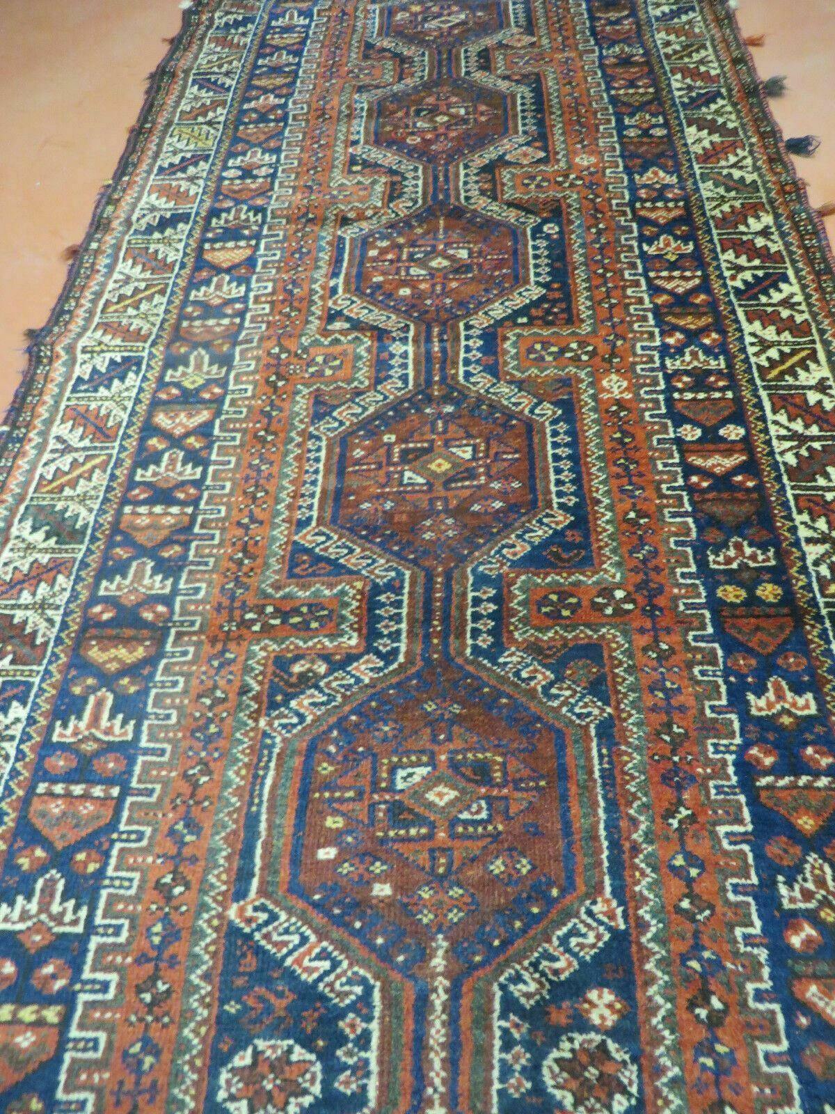 3' 5" X 9' Antique Handmade Caucasian Wool Runner Rug Nice Rare - Jewel Rugs