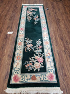 2' 4" X 8' Handmade Chinese Oriental Wool Runner Rug 90 Lines Forest Green - Jewel Rugs