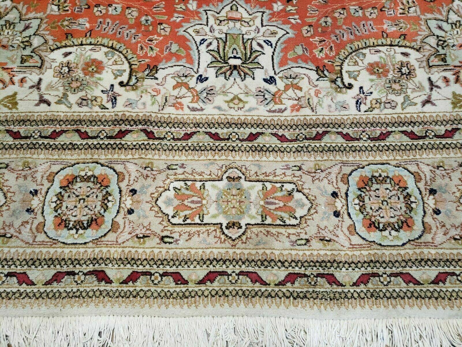 8' X 10' Vintage Handmade India Oriental Floral Wool Rug Tomato Red Nice - Jewel Rugs