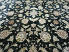 9' X 12' Vintage Handmade Fine Chinese Oriental Floral Wool Rug Silk Black - Jewel Rugs