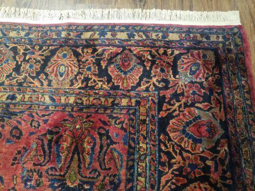 11' X 13' Antique Handmade Sarouk Floral Wool Rug Red Organic Nice - Jewel Rugs