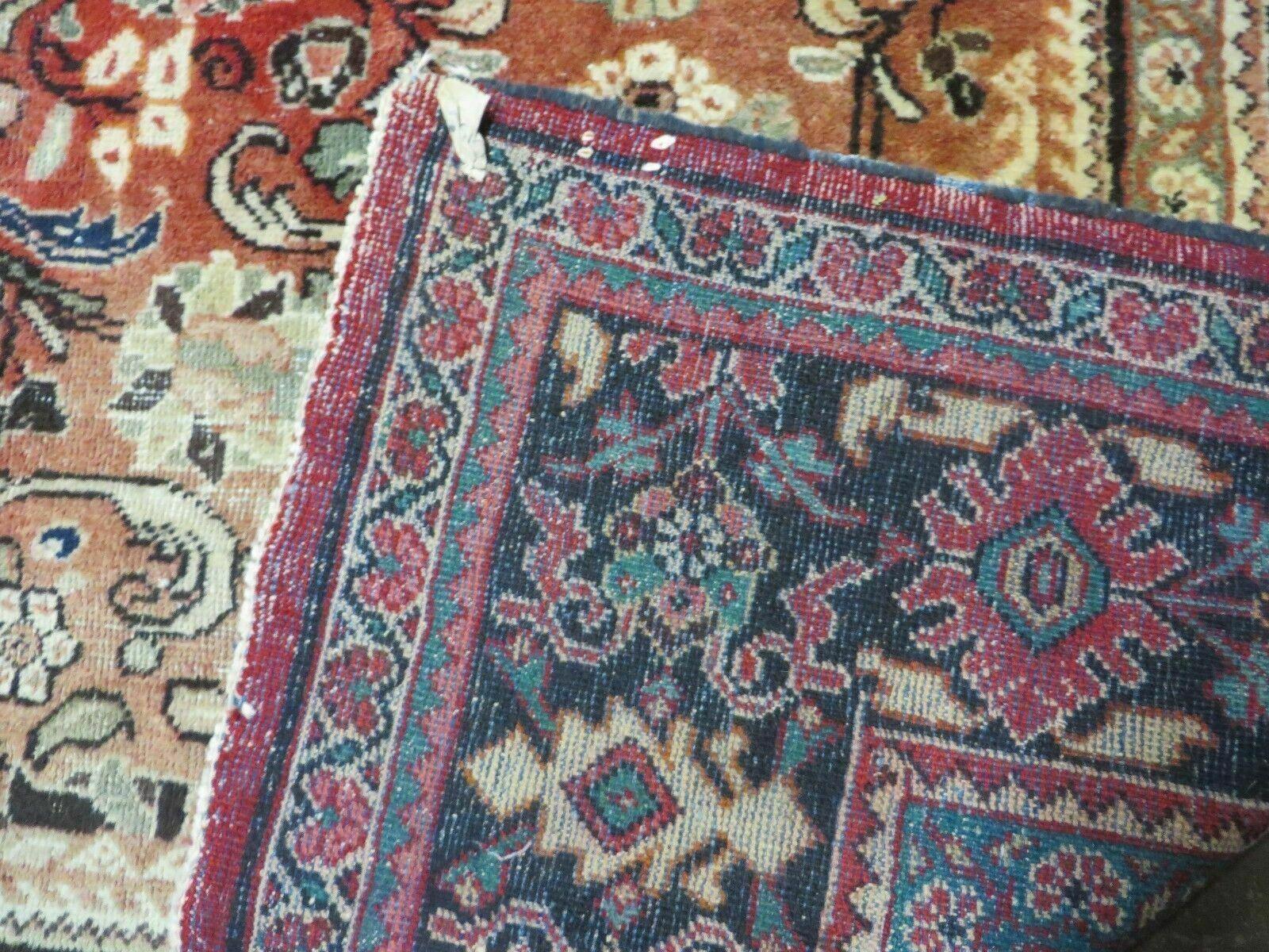 Antique Persian Rug 9x12 - Persian Mahal Area Rug 9 x 12, Hand Knotted Wool Oriental Carpet - Red and Black Rug - Room Sized Bohemian Rug - Jewel Rugs