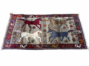 4 X 7 Handmade Rug Zagros Quality Wool Horses Colorful New Vintage Veggie Dyes - Jewel Rugs