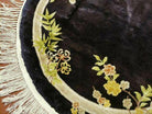 4' X 4' Vintage Round Handmade Chinese Silk Art Deco Rug Flowers Black Nice - Jewel Rugs