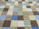 5' X 8' Hand-knotted Kilim Dhurrie Wool Cotton Rug Flat Weave Carpet Checkered Pattern Colorful Multicolor - Jewel Rugs