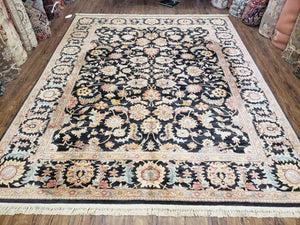 Karastan Rug 8.8 x 10.6, Original Karastan Collection, 700 Series, 703 Karastan Carpet, Wool, Isfaahaan Rug, USA Made, Black Karastan - Jewel Rugs