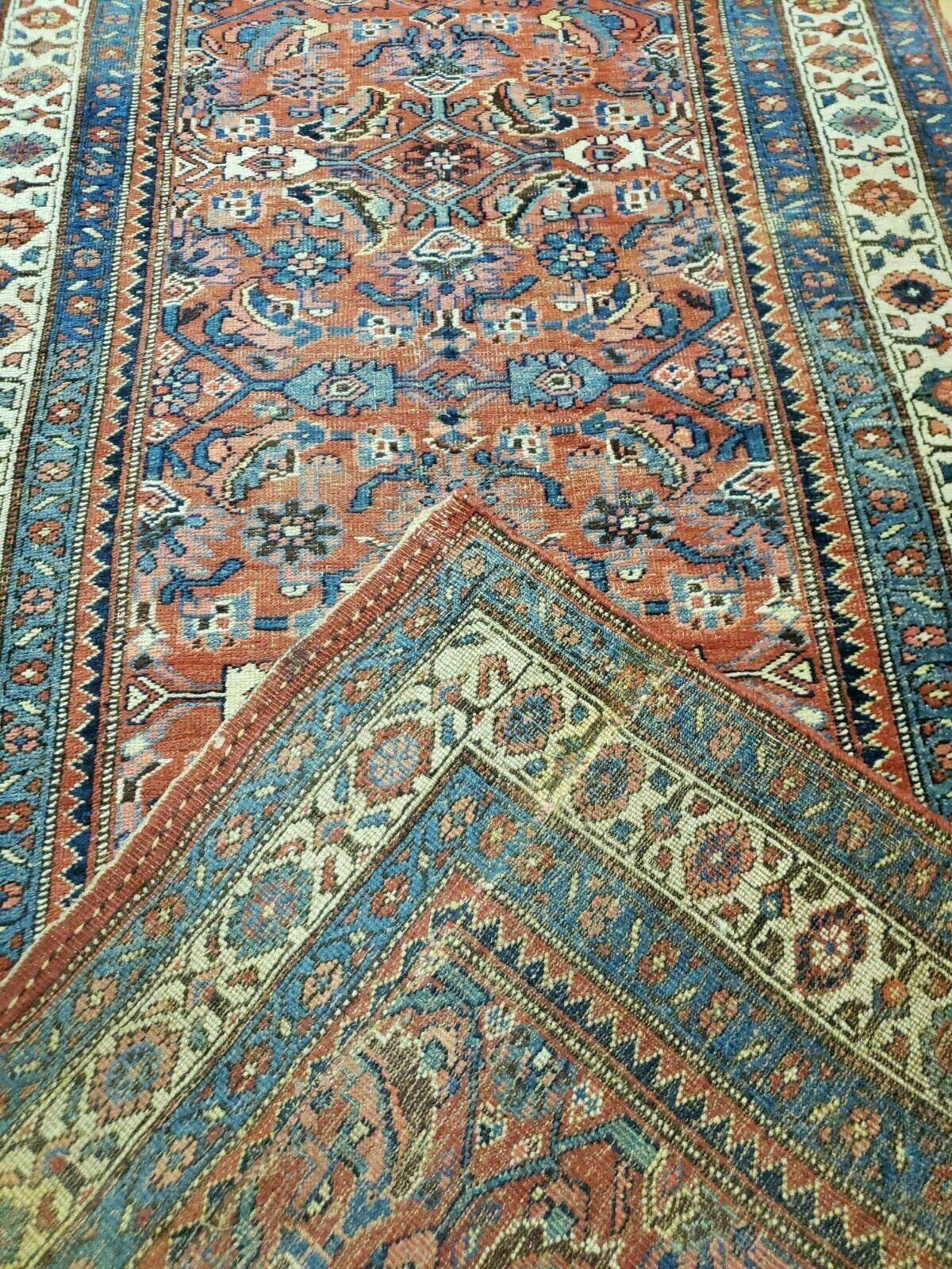 3' 8" X 11' Antique Handmade Turkish Wool Rug Veg Dye Runner Nice Rusted Red - Jewel Rugs