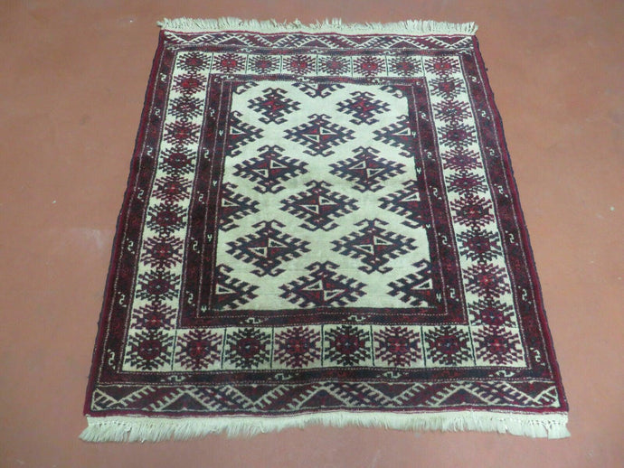 3' X 3' Vintage Handmade Turkoman Bokhara Yamud Wool Rug Nice - Jewel Rugs