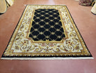 6x9 Aubusson Design Nepali Tibetan Rug Black & Beige Hand-Knotted Wool Carpet Soft Plush Pile New Rug Nice - Jewel Rugs