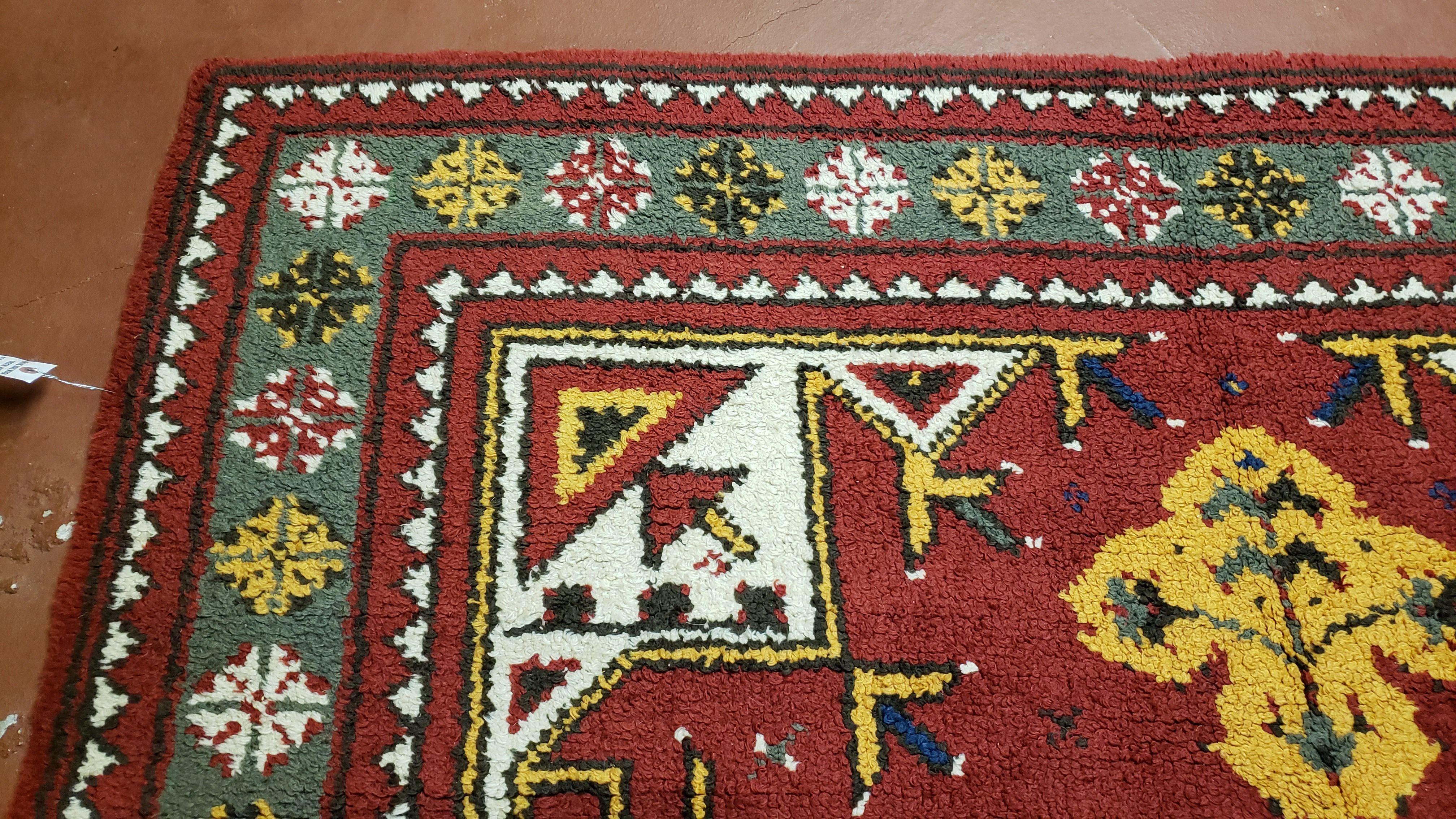 Colorful Moroccan Heriz Rug 6x9, Large Central Medallion, Red Yellow Blue - Jewel Rugs