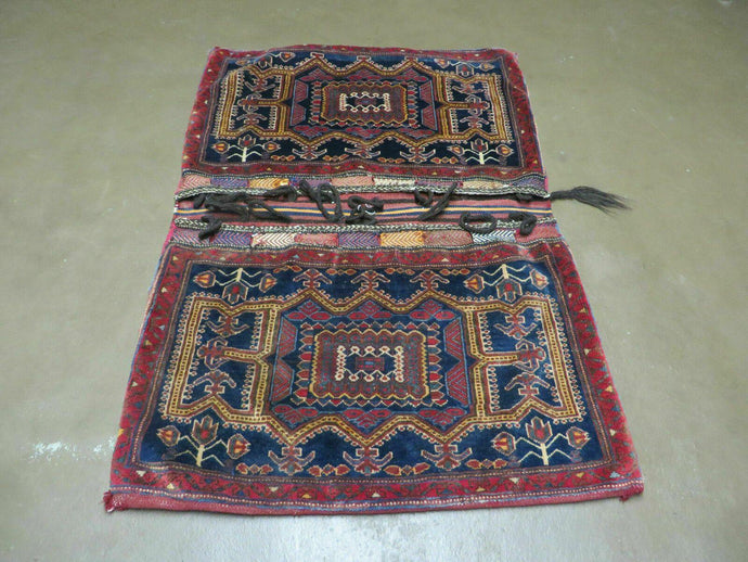3' X 4.5' Antique Handmade Turkish Tribal Wool Rug Double Saddle Bag Nice - Jewel Rugs