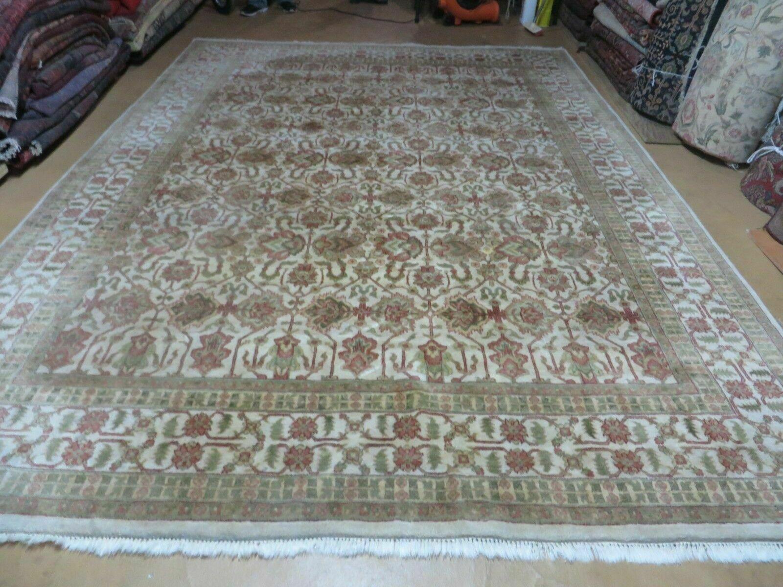 8' 5" X 12' Handmade India Agra Floral Oriental Wool Rug Tea Washed Carpet Nice - Jewel Rugs