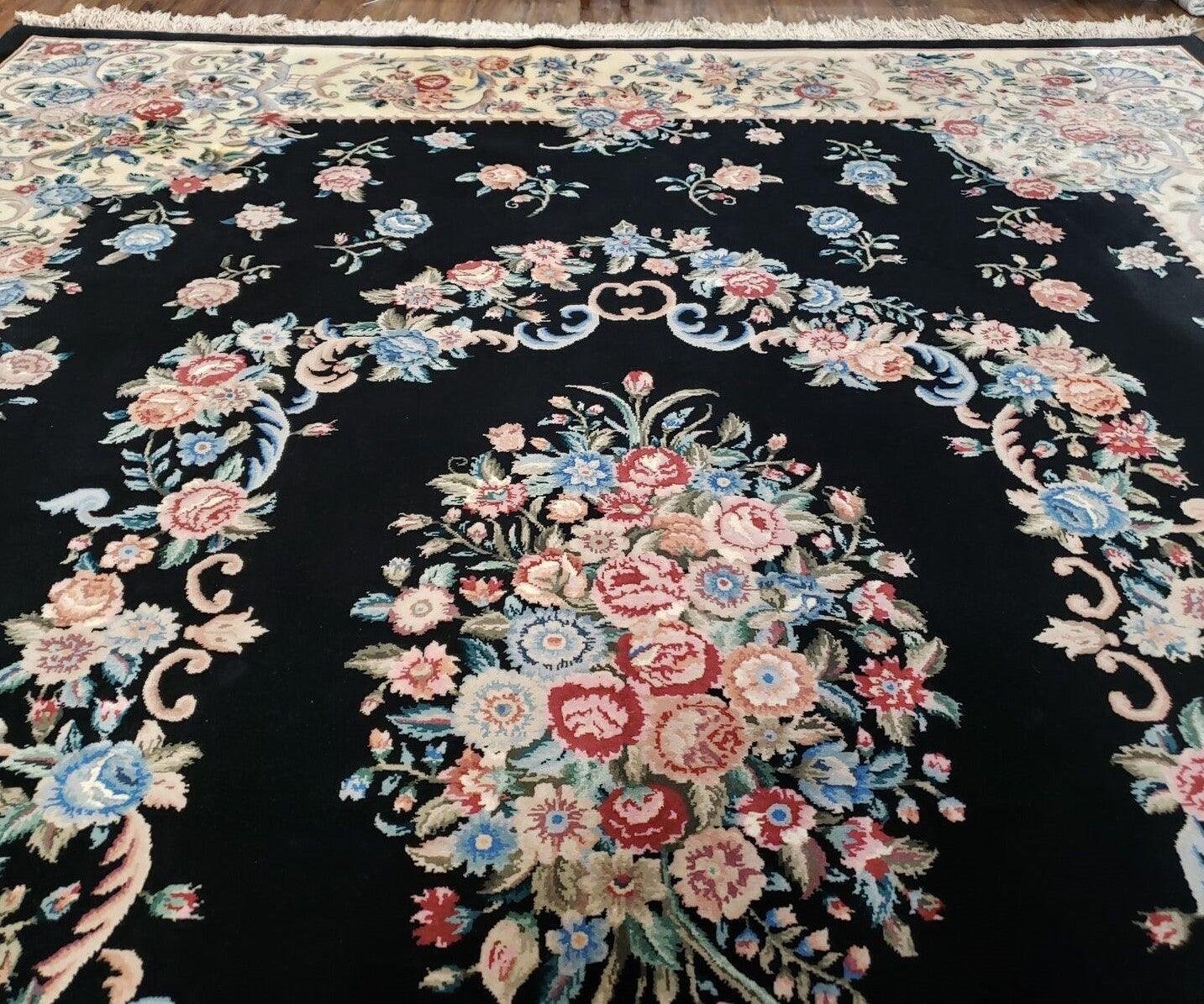 9' X 12' Hand Made Art Deco Aubusson Wool Rug 90 Lines Chinese Plush Pile Pink - Jewel Rugs