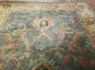 5' 8" X 8' 5" Vintage Hand Tufted India Agra Wool Rug Green Gold - Jewel Rugs