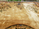 14' X 24' Aubusson Design Wool Rug Gold Palace Size Rug with Flowers and Vases - Jewel Rugs