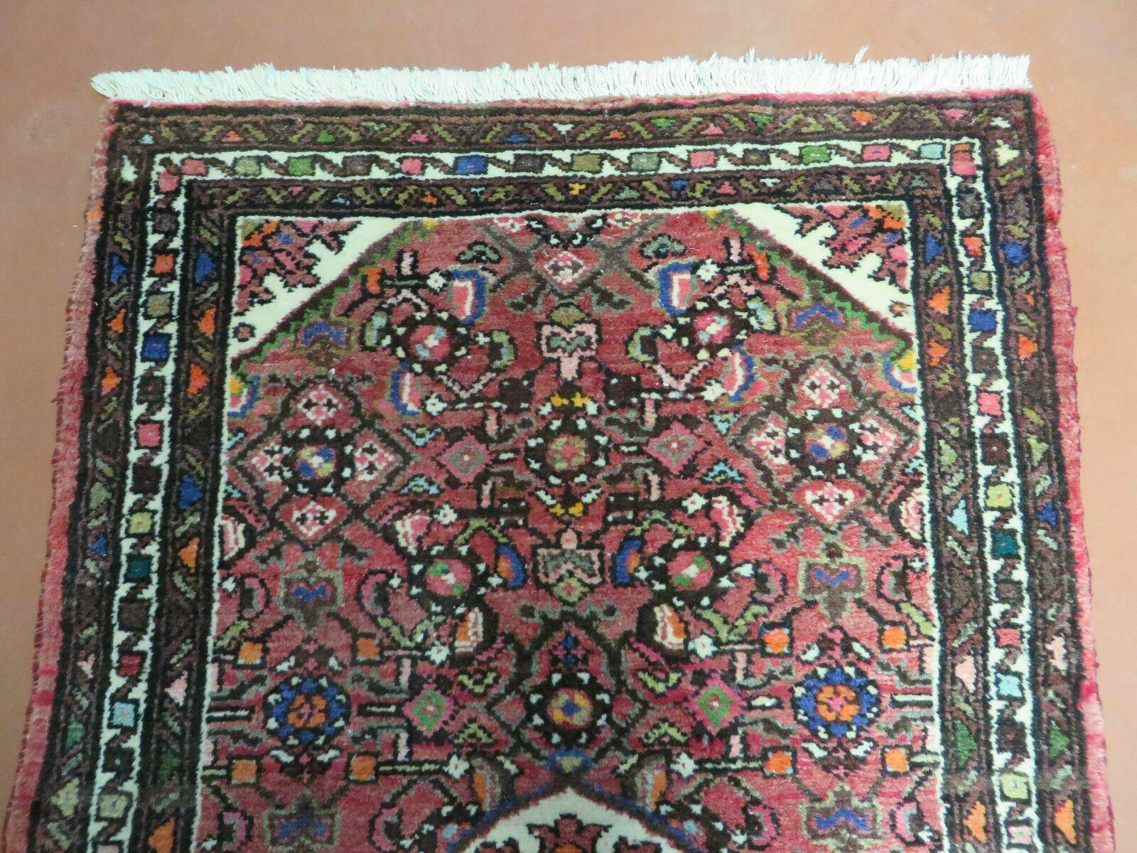 2.5' X 4' Vintage Red Handmade Indian Floral Oriental Rug - Jewel Rugs