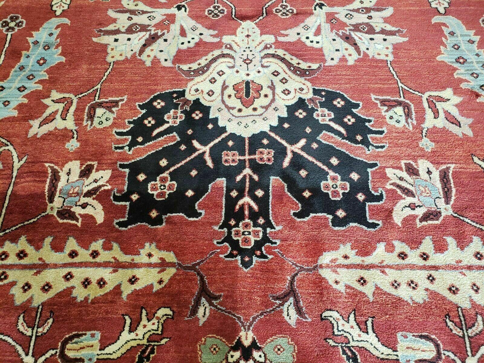 10' X 14' Vintage Hand Made Turkish Wool Rug Carpet Red Black Hand Knotted Nice - Jewel Rugs