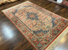 Karastan Medallion Serapi Rug #736, Wool Karastan Carpet 5.9 x 9, Discontinued Original 700 Series Karastan Area Rug 6x9 Vintage, Red Blue - Jewel Rugs