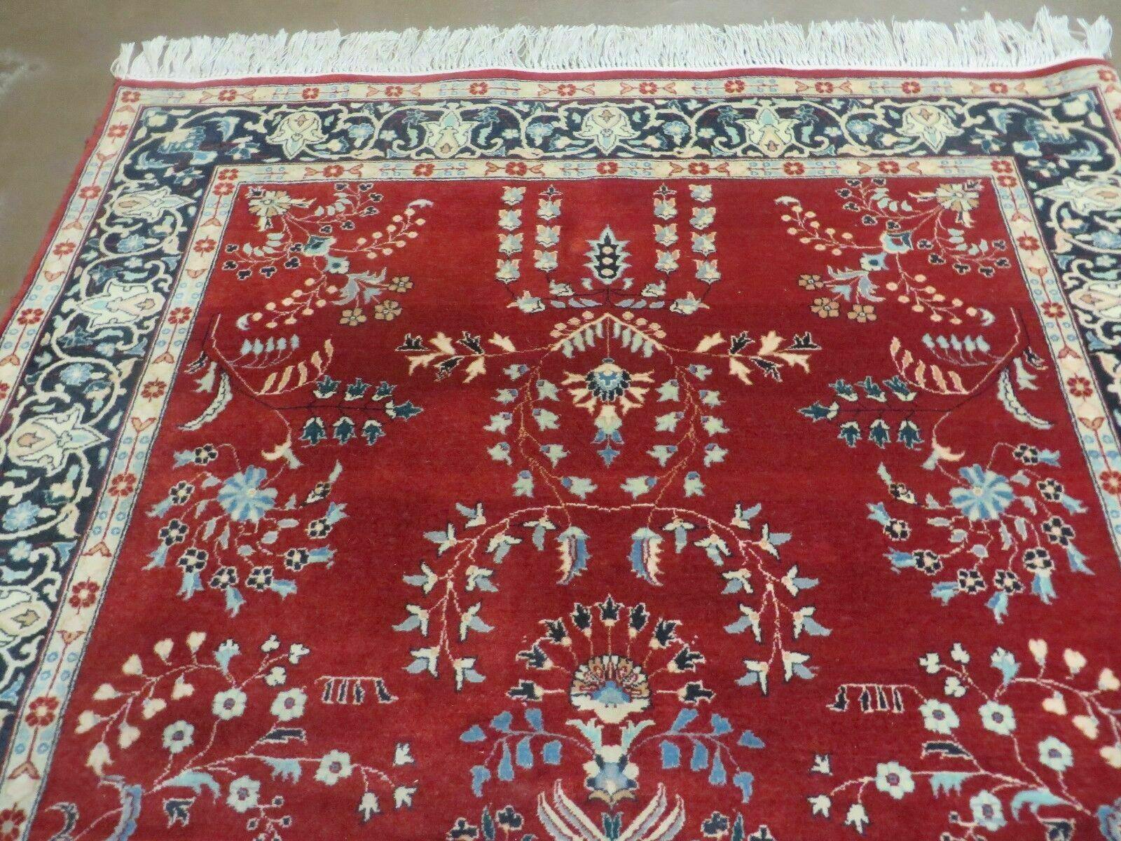 4' X 6' Vintage Fine Handmade Indian Wool Rug Carpet Vegetable Dyes Red Nice - Jewel Rugs