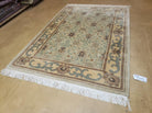 4' X 6' Modern Tibetan Nepal Art Deco Chinese Handmade Wool Rug Beige Tan Gold - Jewel Rugs