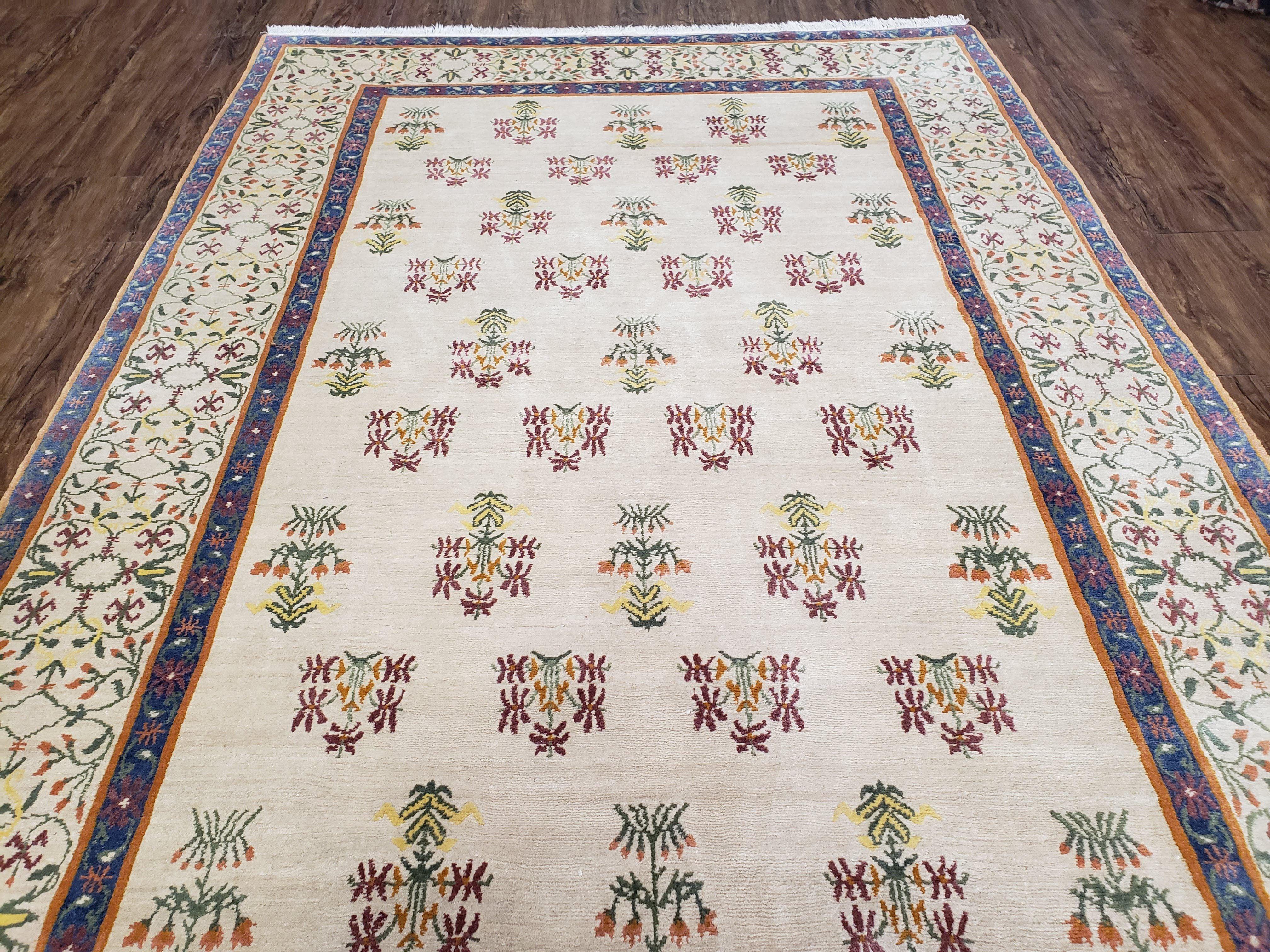 Tufenkian Rug 5.9 x 8.6, Tibetan Nepalese Rug, Hand Knotted, Soft Shiny Wool, Repeated Motifs, Contemporary Modern, Area Rug 6x9, Vintage - Jewel Rugs