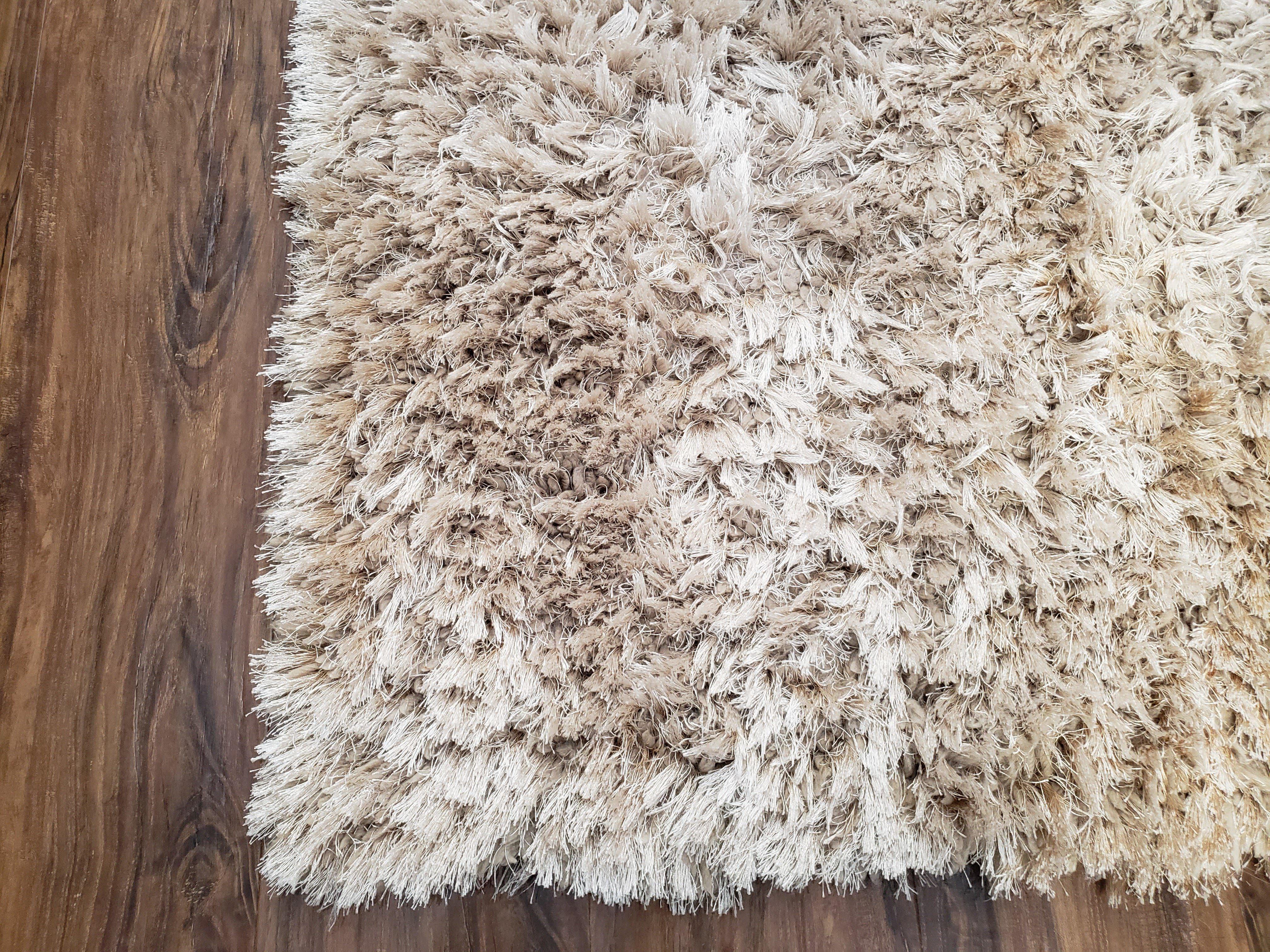 Ivory Shag Rug 3x5, Small Flokati Carpet 3 x 5, Shaggy Shimmer Solid Soft Plush Pile Bedroom Bathroom Rug, Modern Contemporary Area Rug - Jewel Rugs