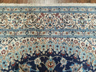 8' X 12' Finely Woven Handmade Persian Nain Oriental Floral Wool Area Rug - Ivory and Blue Carpet - Jewel Rugs