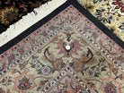 Stunning Sino Persian Rug 8x10, Elegant High Quality Handmade Wool Vintage Oriental Carpet, Medallion with Corner Design, Floral, Black Tan - Jewel Rugs