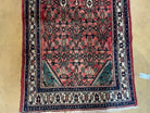 Persian Tribal Runner Rug 3.9 x 9.7, Persian Hamadan Dargazin Runner, Hand Knotted Antique Wool Vegetable Dyed Hallway Runner, Red Off White Teal, Herati Pattern - Jewel Rugs