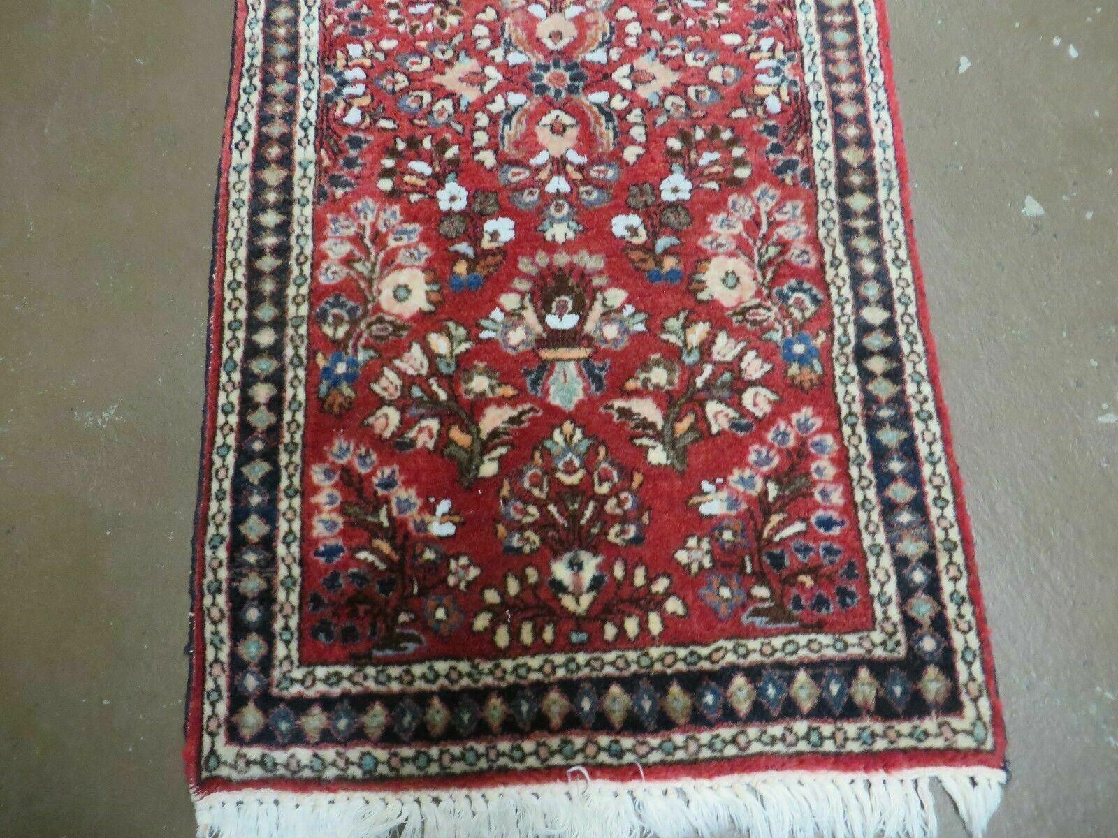 2' 1" X 4' Handmade Vintage Red Indian Wool Rug Organic Dues Red Nice # 21 - Jewel Rugs