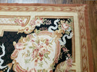 9' X 12' Handmade French Aubusson Savonnerie Needlepoint Rug Black Beige Nice - Jewel Rugs