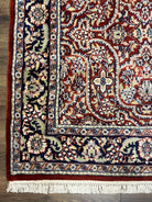 Indo Persian Rug 4x7, Allover Floral Oriental Carpet, Red and Navy Blue, Hand Knotted Indian Kashmiri Traditional Vintage Area Rug 4 x 7 ft - Jewel Rugs