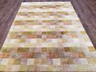 4x6 Tibetan Rug, Modern Abstract Handmade Area Rug, Checkerboard Pattern, Neutral Ivory Gold Tan Colors, Soft Pile, Mid Sized Rug, Nepali - Jewel Rugs