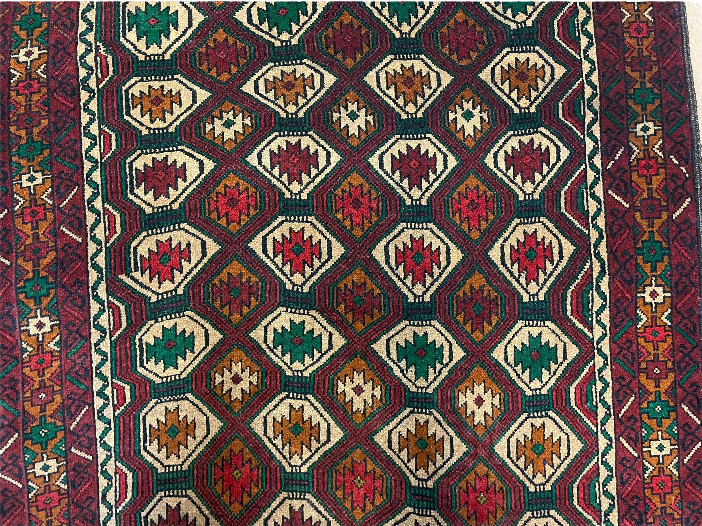 3x5 Vintage Handmade Wool Rug Tribal Turkoman Balouch Prayer Rug Organic Dyes - Jewel Rugs