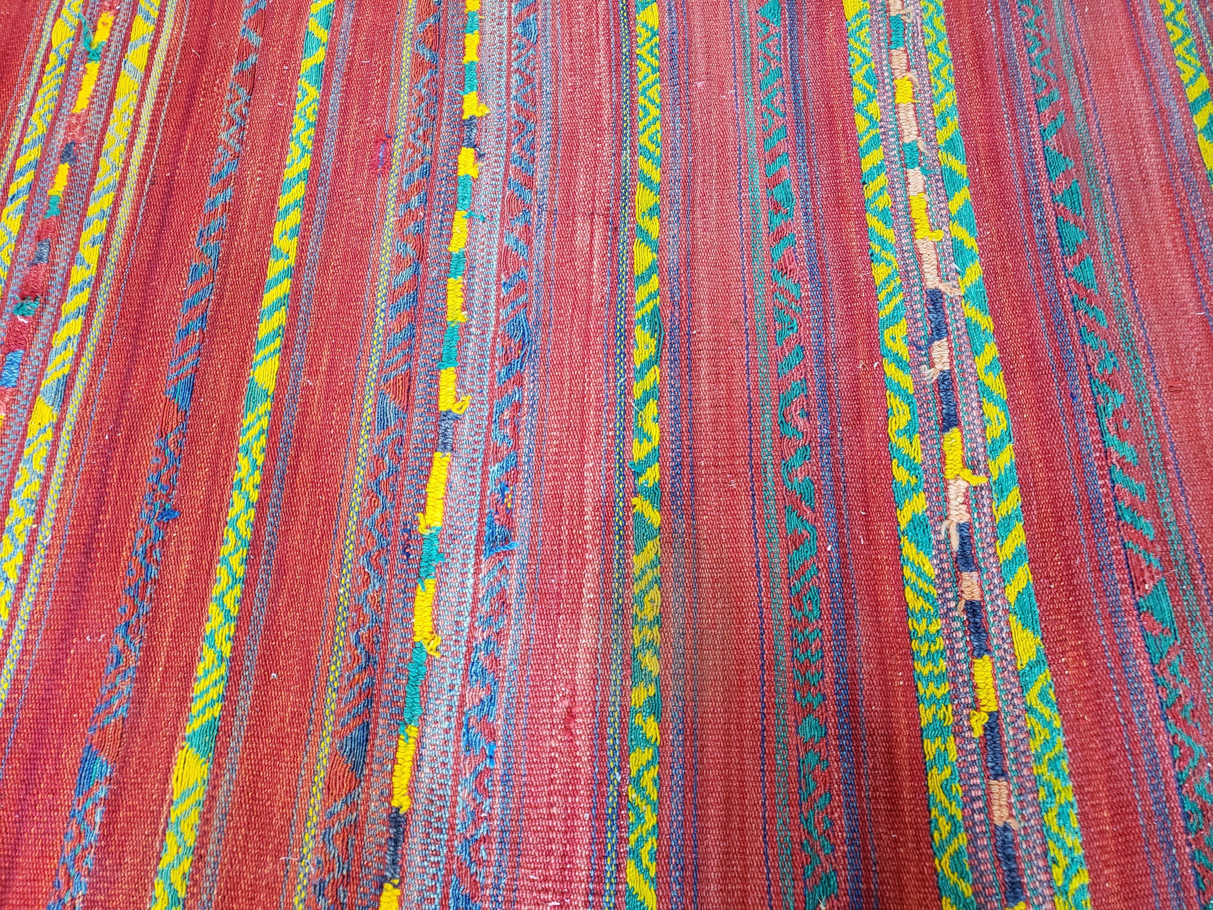 Vintage Turkish Jajim Kilim Flat Weave Rug with Colorful Stripes, Anatolian Kilim Rug, Jijim Cicim Carpet, 5x11 Boho Rug Multicolor, Unique - Jewel Rugs