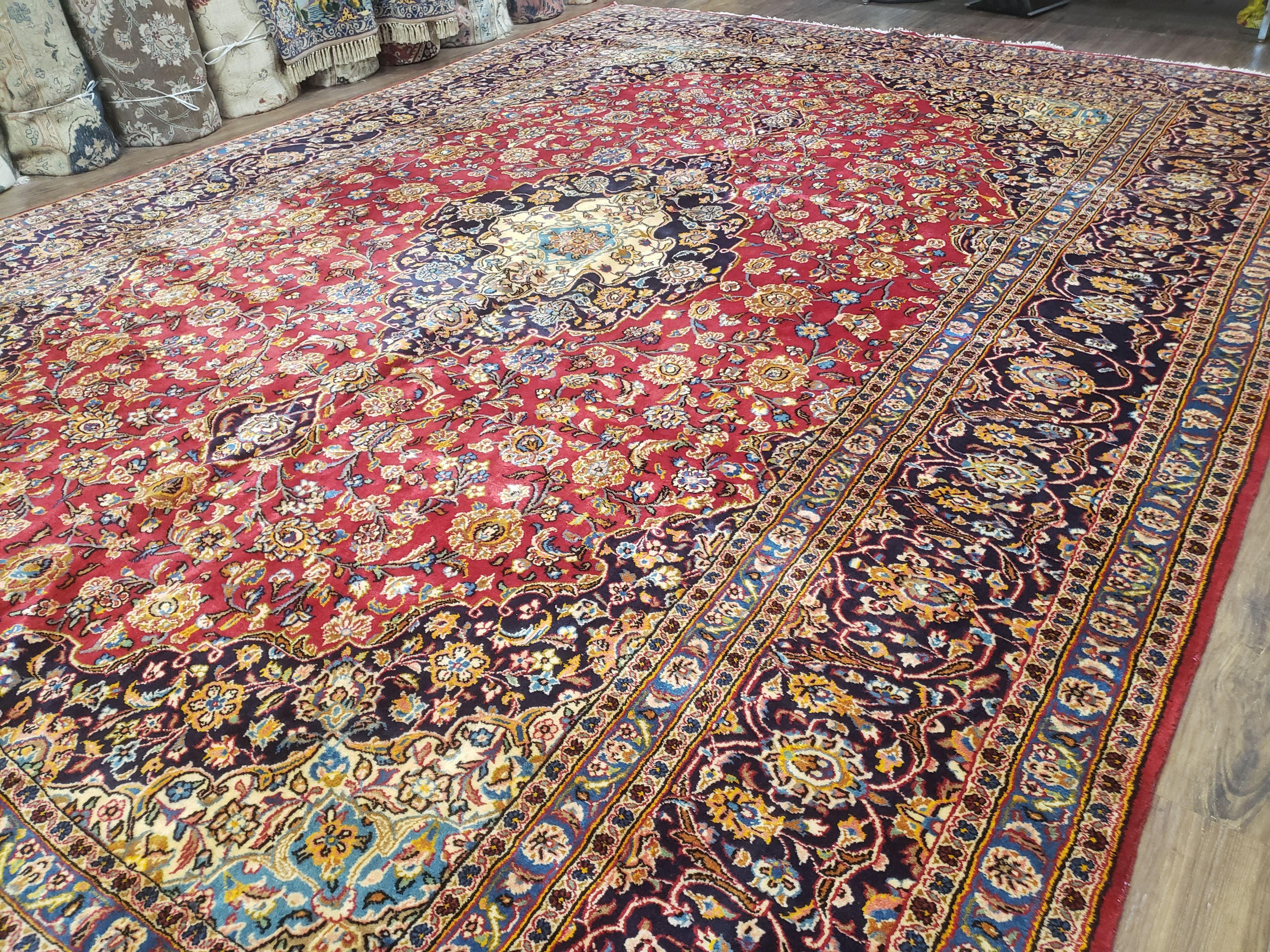 Antique 1930s Persian Kashan 10x14, Wool, Hand-Knotted, Central Medallion - Jewel Rugs