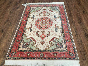 3' 4" X 5' Vintage Handmade Ultra Fine Floral Oriental Turkish Rug Carpet Wow - Jewel Rugs