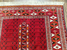 Red Antique Persian Turkoman Hatchli Tribal Four Seasons Rug, 3' 11" x 5' - Jewel Rugs